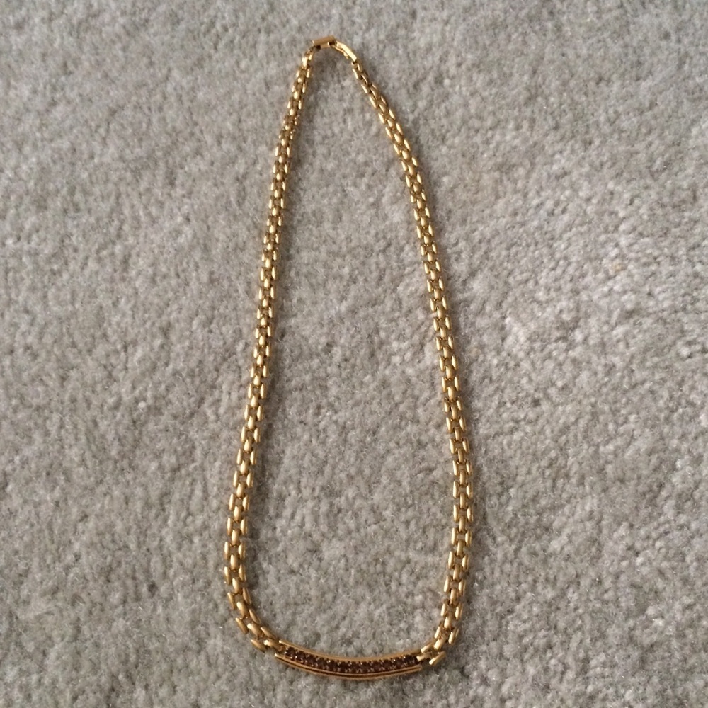 Vintage Gold Tone & Amber Crystal Choker